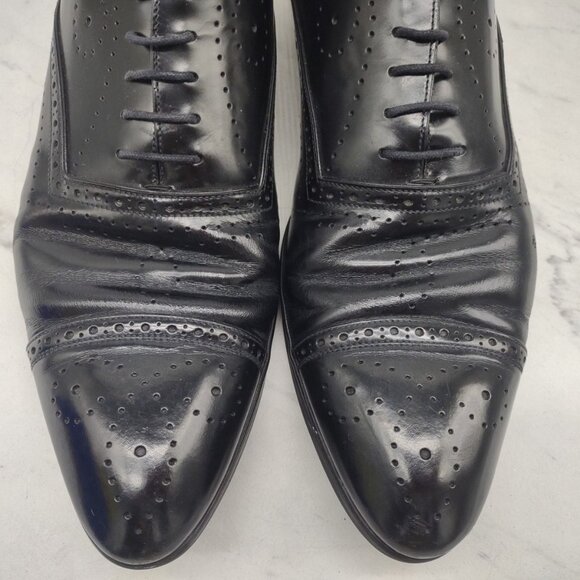 PRADA Mens Leather Dress Shoes Size 12 E Black Lace Up Oxford 1316 main image 10